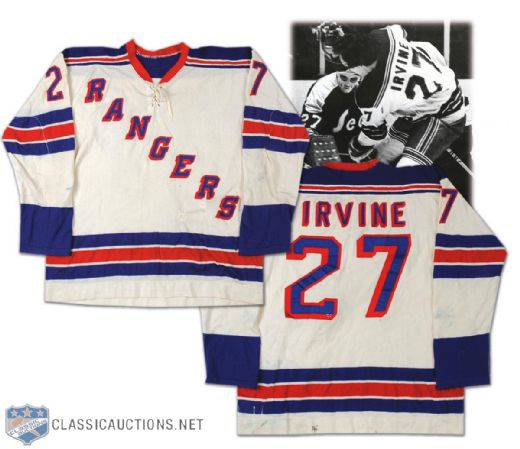 Early-1970s Ted Irvine New York Rangers Game Worn Jersey - Photo Matched!