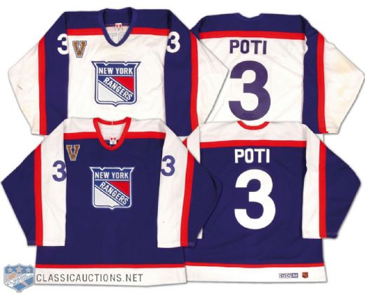 2003-04 Tom Poti New York Rangers Vintage Game Worn Jersey Collection of 2