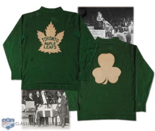 King Clancys 1934 Toronto Maple Leafs St. Patricks Day Tribute Game Worn Wool Jersey