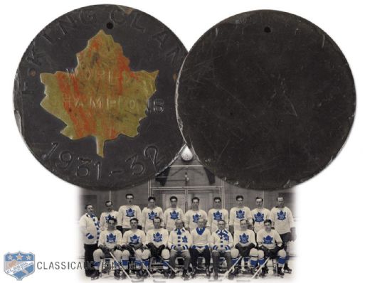 King Clancys 1931-32 Toronto Maple Leafs Stanley Cup Trophy Puck