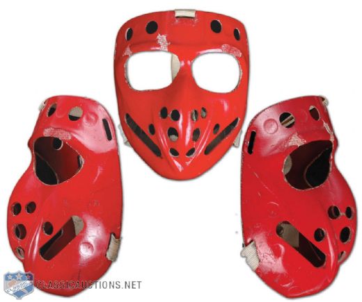 Pelle Lindberghs Game Used Red Goalie Mask