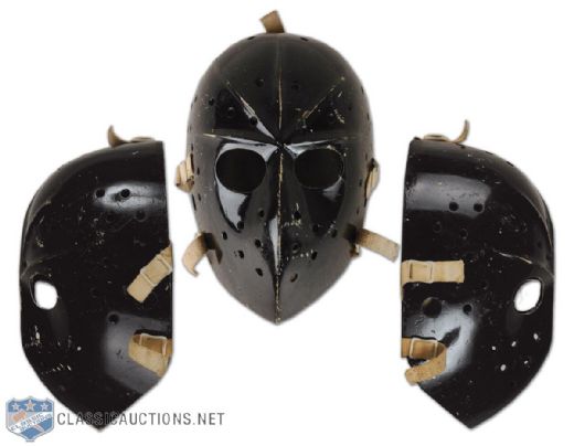 1970s Jacques Plante Black Fibrosport Goalie Mask
