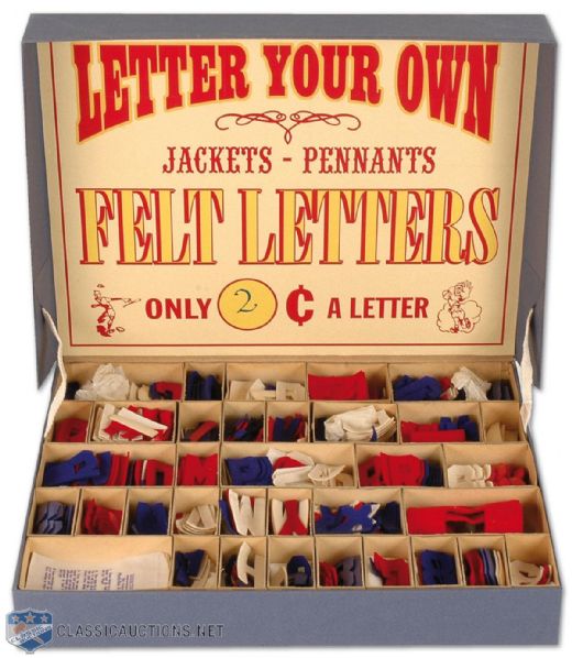 1950s Boxed Felt Sports Number & Letter Retail Display