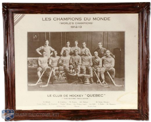 Framed 1912-13 Stanley Cup Champion Quebec Bulldogs Team Photo