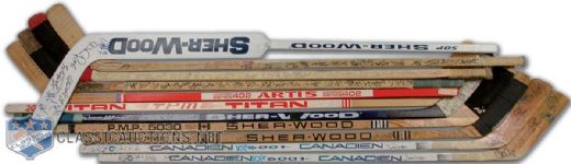 Quebec City Hockey Team Signed Stick Collection of 11, Including 1976-77 Avco World Cup Champion Nordiques