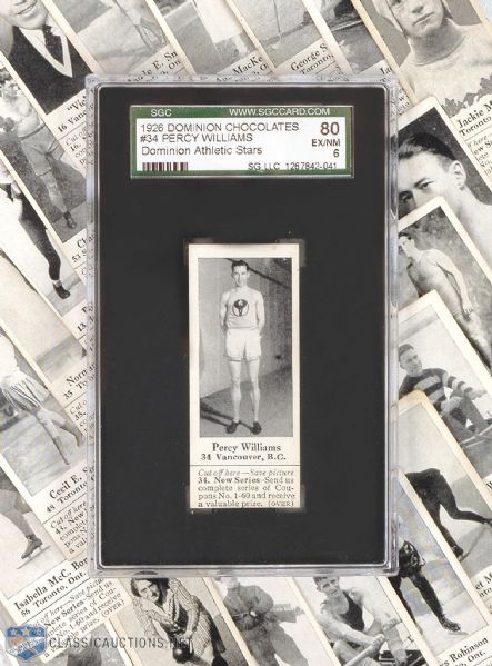 1926 Dominion Chocolates Various Sports Card Collection of 22, Including Ex/NM Percy Williams