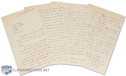 1949 NHL Montreal Canadiens Jacques Plante Manuscript Letter