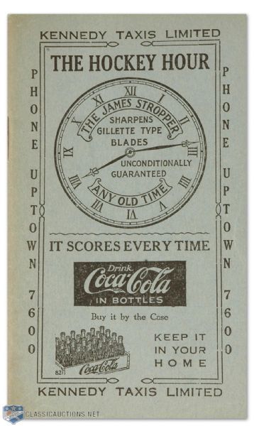 1923-24 NHL 1st Year " Hockey Hour " Guide