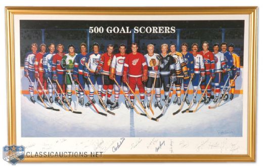 500 Goal Scorers Lithograph Autographed by 16