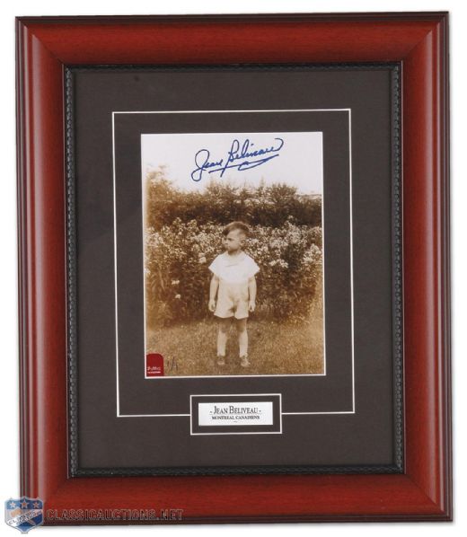 Jean Beliveau Signed and Framed Childhood Photo Collection of 3
