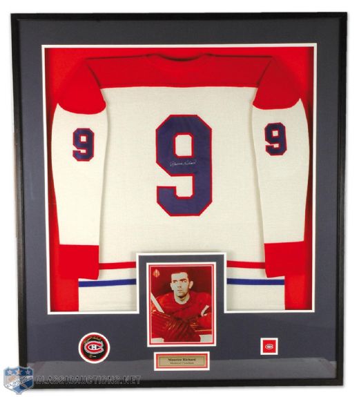 Maurice "Rocket" Richard Autographed Jersey, Photo and Puck Framed Display
