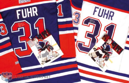 Grant Fuhr Autographed Edmonton Oilers Jersey Collection of 2