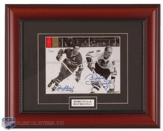 Bobby Hull & Jean Beliveau Autographed Photo Display - Numbered 1/500!