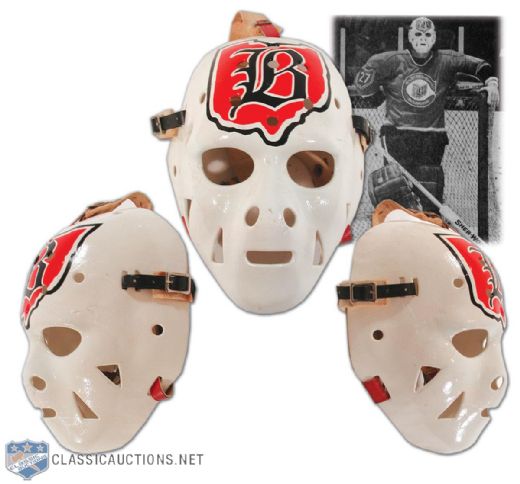 Gilles Meloches 1970s Game Worn Cleveland Barons Mask