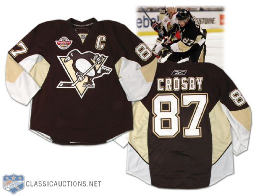 Sidney Crosby Pittsburgh Penguins 2008 Stockholm Game Worn Jersey Matched!