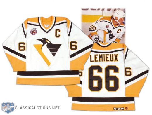 1992-93 Mario Lemieux Pittsburgh Penguins Game Worn Jersey