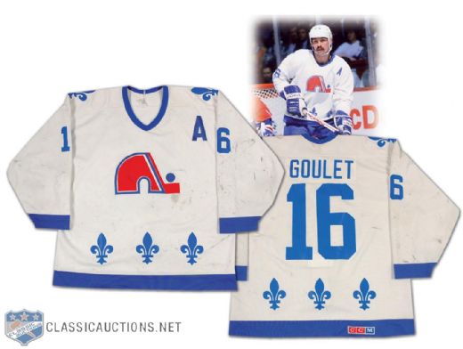 Michel Goulet Late-1980s Quebec Nordiques Game Worn Home Jersey