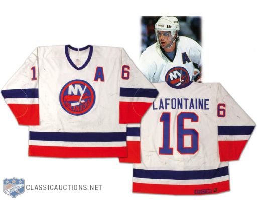 1990-91 Pat LaFontaine New York Islanders Game Worn Jersey - Photo Matched!