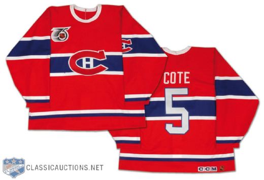 1991-92 Alain Cote Montreal Canadiens Turn Back The Clock Game Jersey