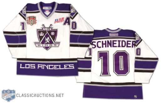 2001-02 Mathieu Schneider Los Angeles Kings Game Worn Two-Patch Jersey