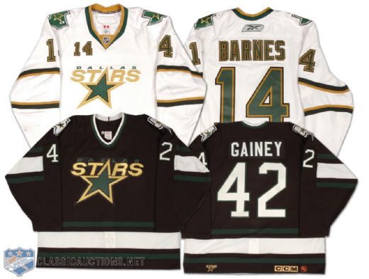 Barnes & Gainey Dallas Stars Game Worn and Issued Jersey Collection of 2