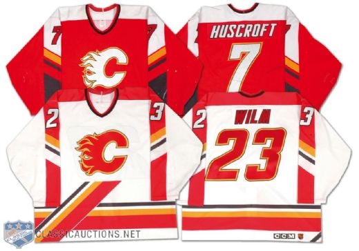 Calgary Flames Game Worn Jersey Collection of 2, Featuring 1995-96 Jamie Huscroft and 1998-99 Clarke Wilm