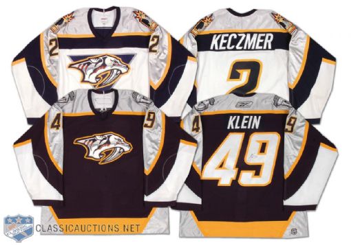Keczmer & Klein Nashville Predators Game Worn Jersey Collection of 2