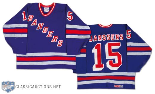 1988 Mark Janssens New York Rangers Game Worn Jersey