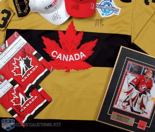 Martin Brodeur Autographed 2004 Team Canada Collection of Six, Including Brodeur and Jerome Iginla Signed Team Canada Programs