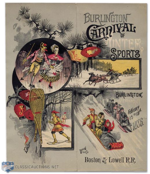 1886 Vermont Winter Carnival Program from the First Hockey Game in the United States