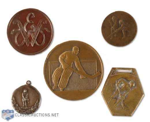 Vintage Hockey Medal & Fob Collection of Five