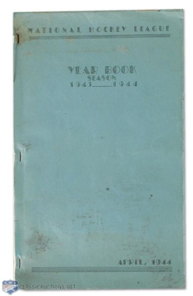 Rare 1943-44 National Hockey League Yearbook
