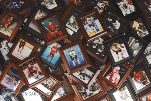 Framed Hockey Legends and Stars Autographed Photo Collection of 69