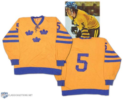 Borje Salmings Early-1970s Team Sweden World Championships Game Worn Jersey