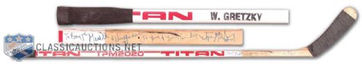 Wayne Gretzky Signed Game Used Titan Stick Presented to Borje Salming