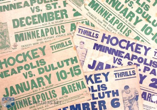 1920s Minneapolis Millers Hockey Game Broadside Collection of 5 (Each 14" x 22")