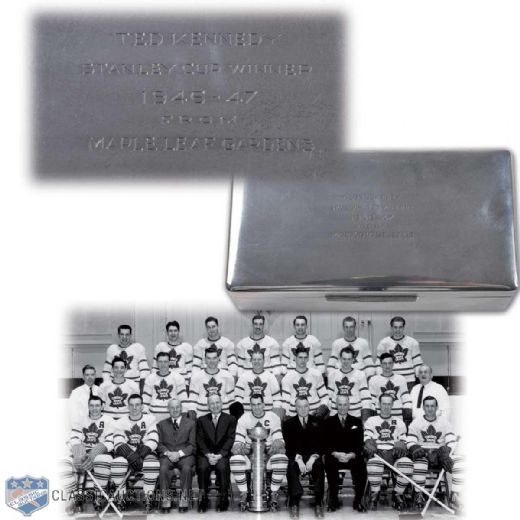 Ted Kennedys 1946-47 Toronto Maple Leafs Stanley Cup Championship Silver Cigarette Box