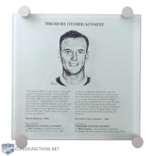 Ted Kennedys Hockey Hall of Fame Glass Panel