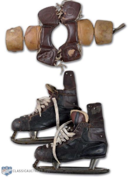 Ted Kennedys Game-Worn Skates & Shoulder Pads