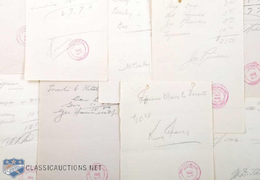 1932 Toronto Maple Leafs Autographed Expense Receipts, Collection of 10