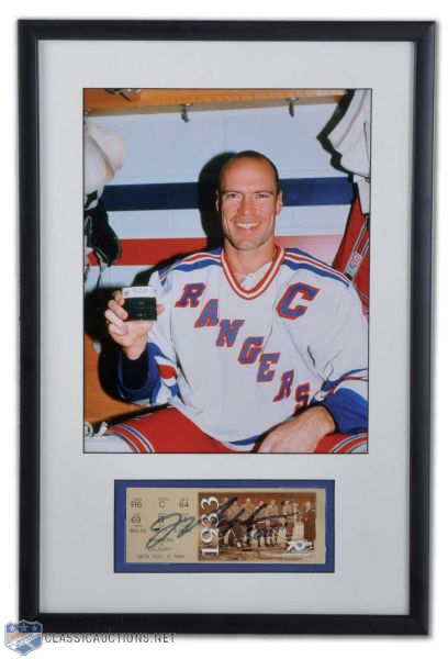 Mark Messiers 500th Goal Framed Montage, Including Signed Milestone Game Ticket (16" x 11")