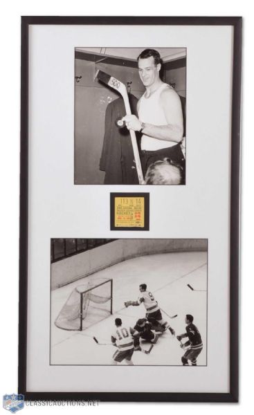1962 Gordie Howe Framed 500th Goal Ticket Stub & Program Display