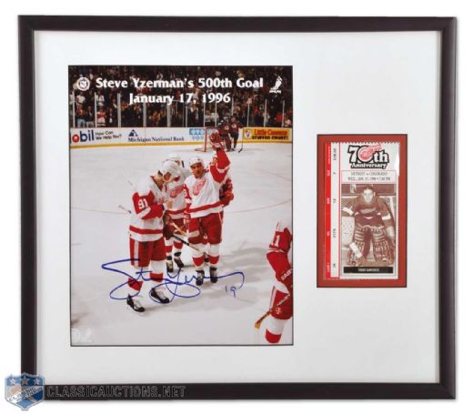 Steve Yzermans 500th & 600th Goals Framed Montage, Collection of 2
