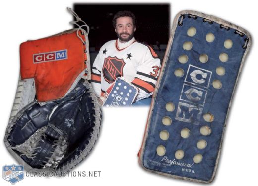 Grant Fuhrs Edmonton Oilers Game-Worn Goalie Glove & Blocker - Photo Matched!