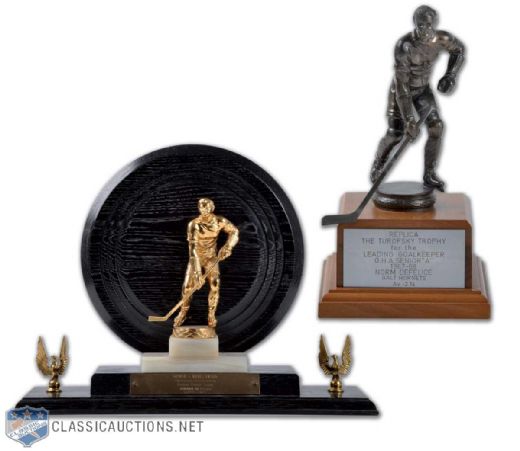 Norm Defelices 1958-59 EHL Outstanding Goalie Trophy & 1967-68 OHA Senior A Leading Goaltender Trophy