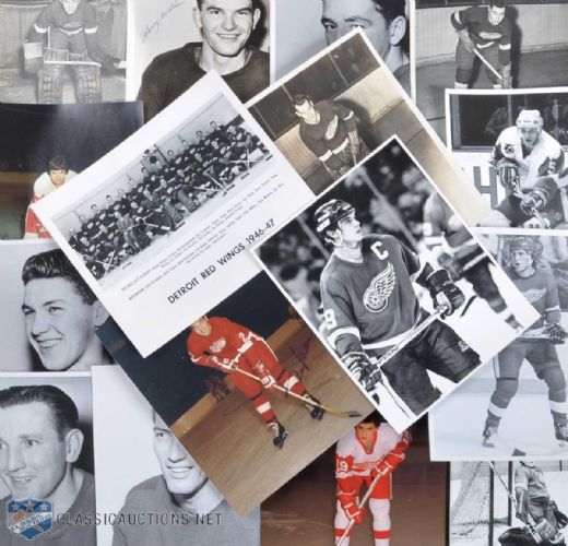 Detroit Red Wings Photo Collection of 400 with Signed Howe, Watston, Quackenbush & Dionne