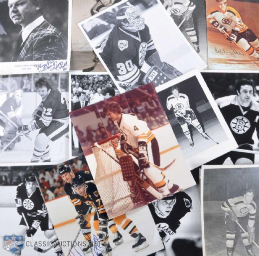 Boston Bruins Photo Collection of 384 with Signed Dumart, Crawford, Esposito, Cashman, Cherry, OReilly & Bourque