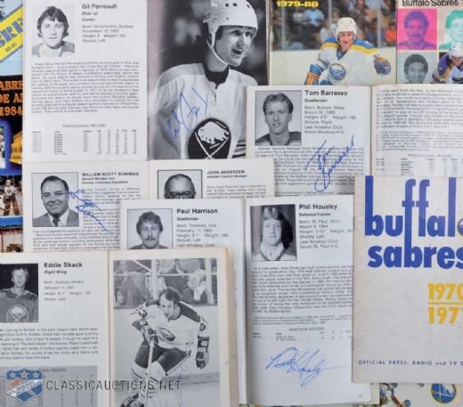 Buffalo Sabres Signed Media Guide Collection of 25 Including Imlach, Perreault & Bowman