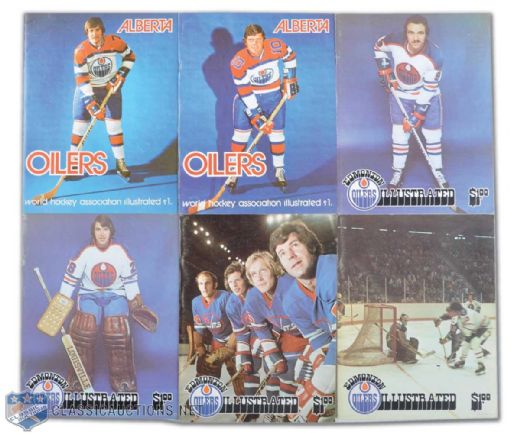 WHA Houston Aeros, Alberta/Edmonton Oilers, Quebec Nordiques & Winnipeg Jets Hockey Program Collection of 87