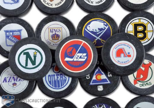 1980-85 InGlasCo / Viceroy Approved Game Pucks Collection of 53